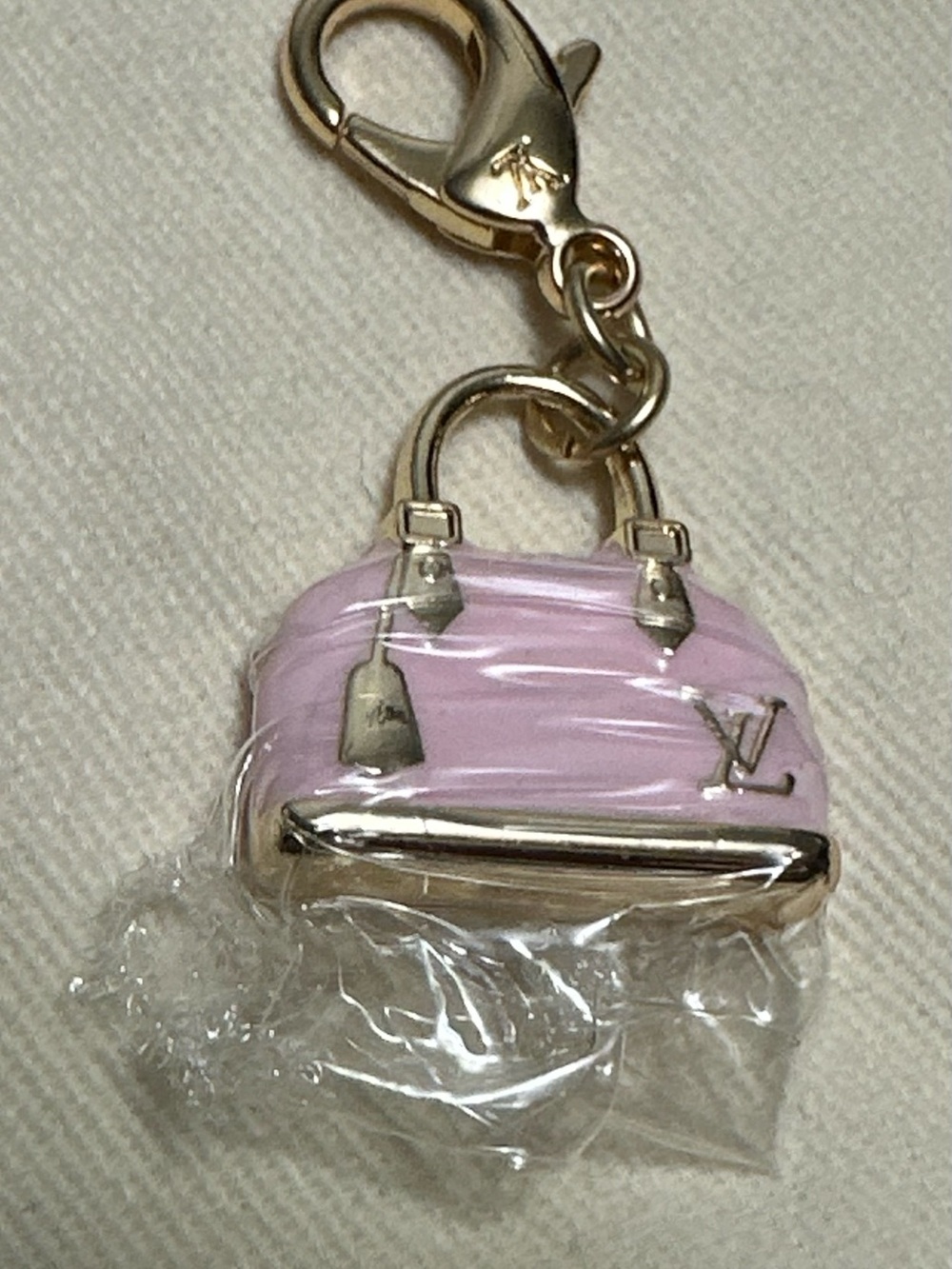 Pink Alma Bag Charm Key Holder with Gold Hardware-mini - Picture 4 of 5